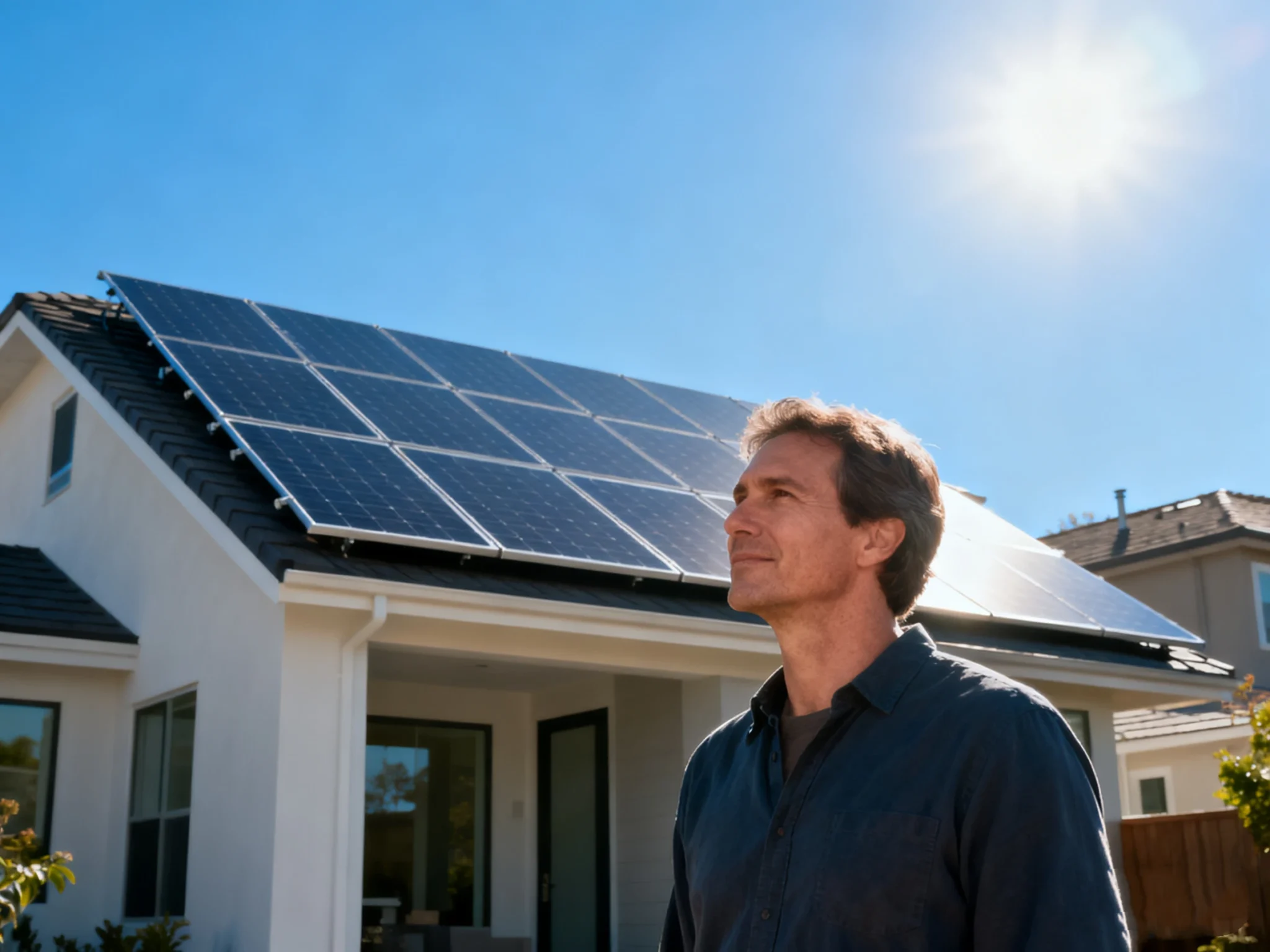 Ontario homeowner with rooftop solar panel system